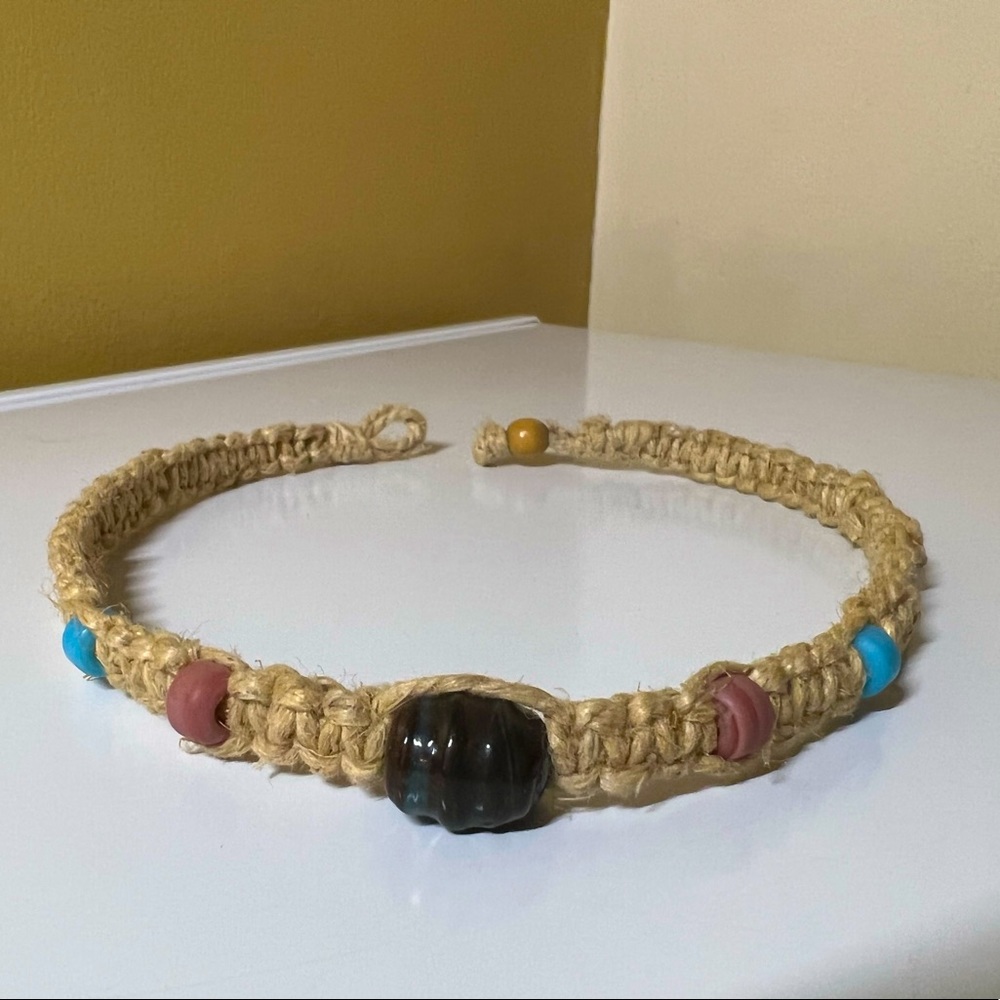 Handmade hemp beaded necklace